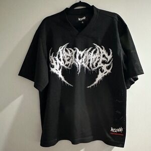 Welcome Skateboards Black Mesh Jersey V-Neck T-Shirt Mens Size M